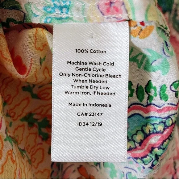 Talbots Pink & Green Paisley Floral Button Down Collared Cotton Shirt Size X - Picture 9 of 14